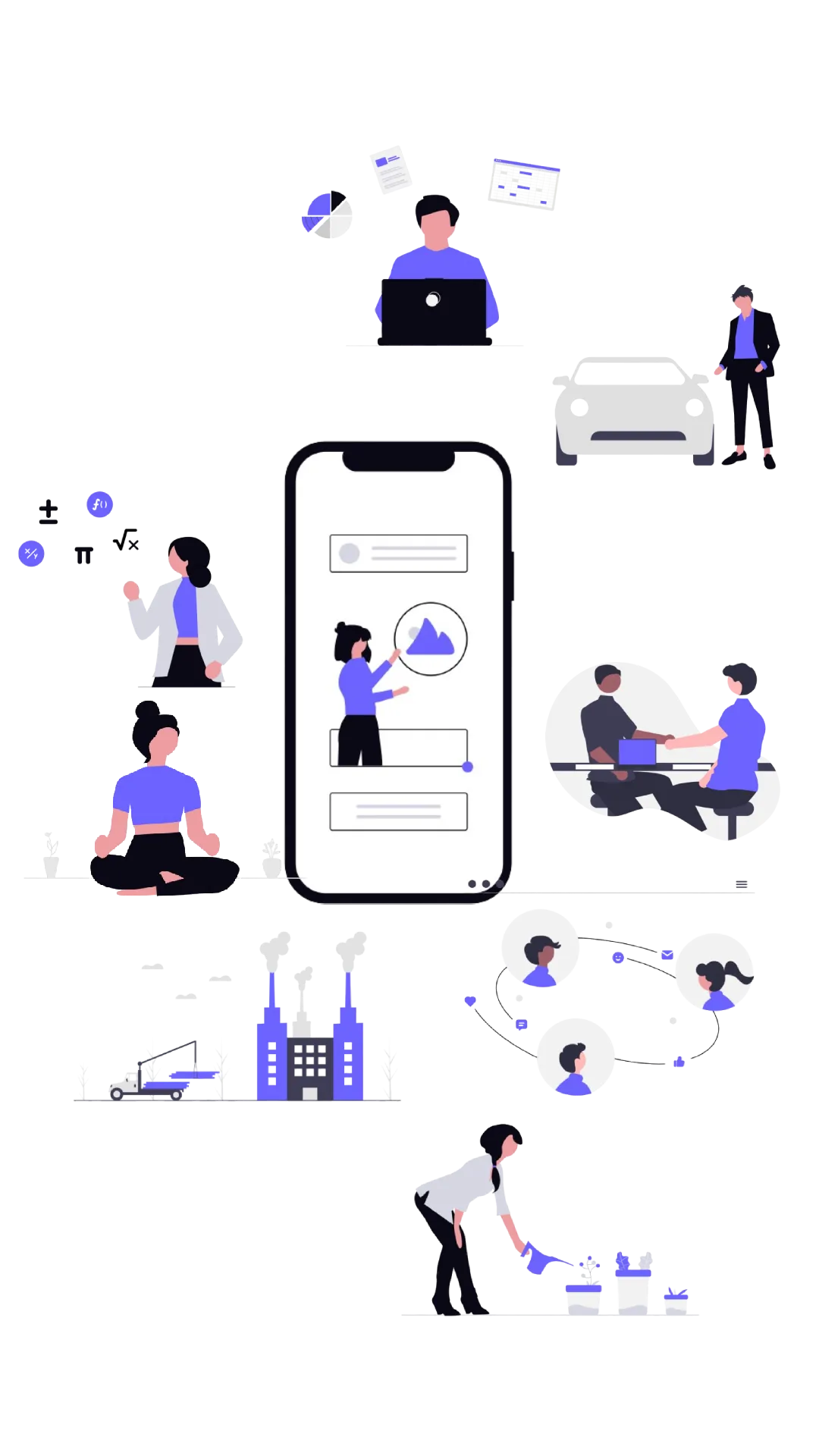 Ilustración de profesional y cliente